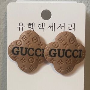 Gucci Tan Logo Earrings
